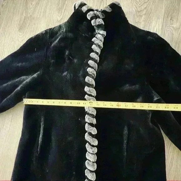 Vintage Faux Fur Luxurious Long Black Grey Long Coat Women Size M - Picture 9 of 15